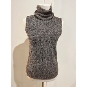 Linda Allard Ellen Tracy Sleeveless Turtleneck Sweater Knit Top M Multicolored